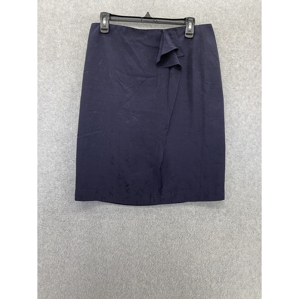 Ann Taylor Women's A Line Skirt Solid Blue Size 10 Lined Faux Wrap